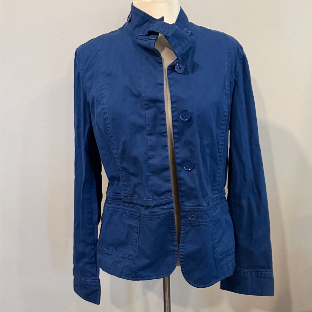 Talbots Royal Blue Stand-Collar Button Jacket
